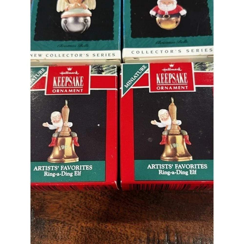 4 Hallmark Mini Keepsake Ornaments With Bells. Collectors Series/artists‎ Favs